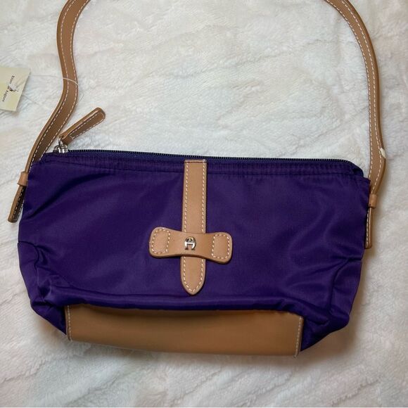 Etienne Aigner Purple and Tan Shoulder Bag - Picture 2 of 9
